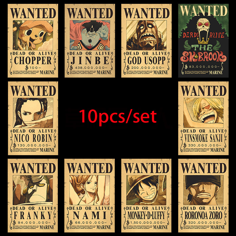 10 шт. Аниме One Piece: Плакат – обзор и цена Vintage Collectibles Toys